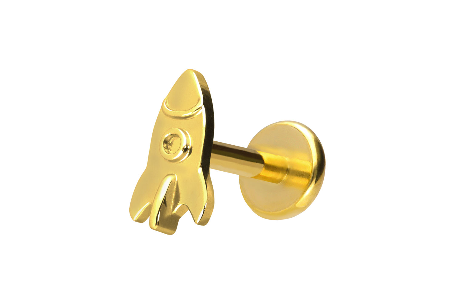 Titan Labret Piercing mit Push Fit RAKETE